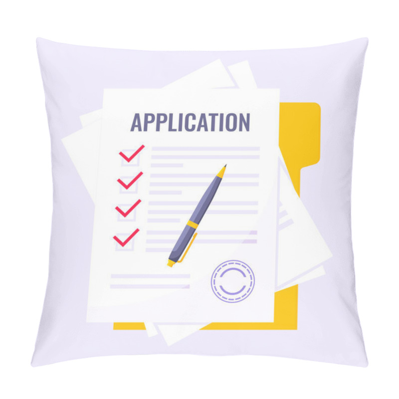 Personality  Submit Application Document Form Flat Style Design Icon Sign Vector Illustration Pillow Covers