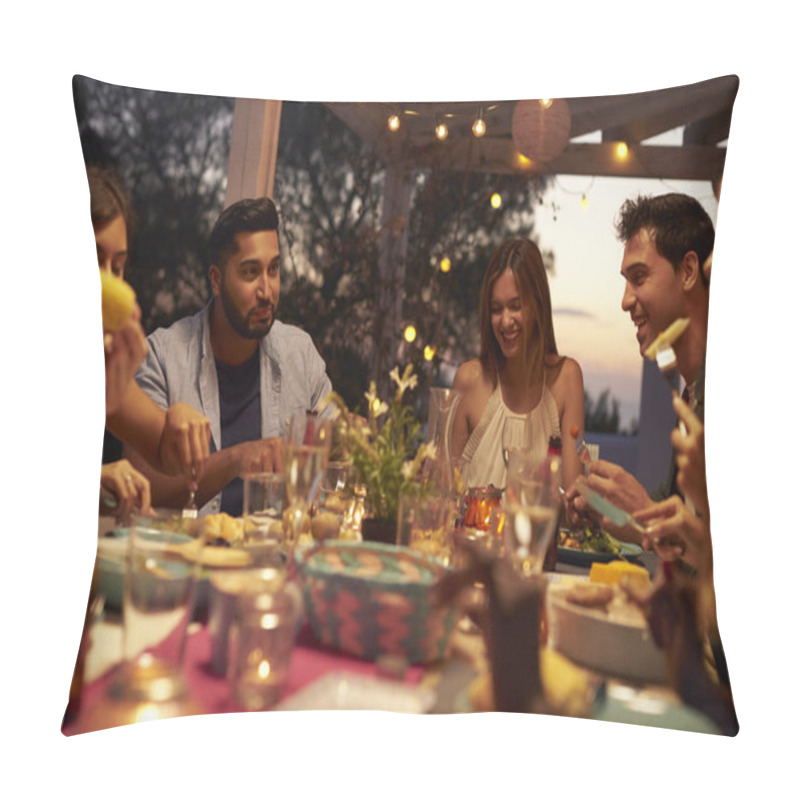 Personality  Friends Eating And Drinking At Dinner Party Pillow Covers