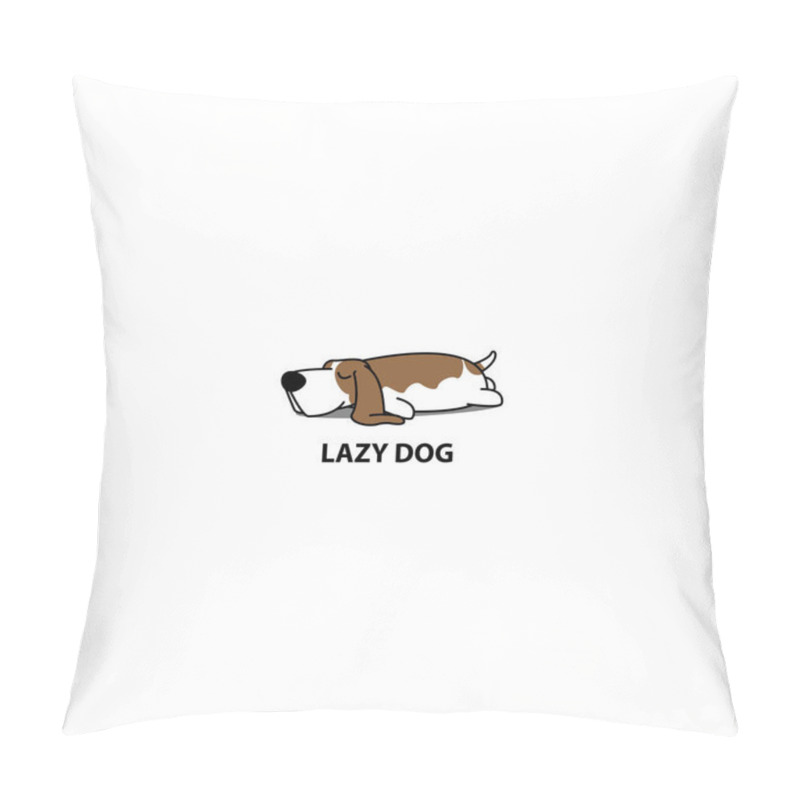 Personality  Lazy Dog, Cute Basset Hound Sleeping Icon, Vector Illustration Pillow Covers