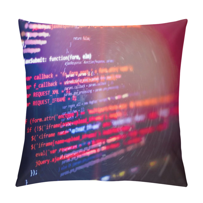 Personality  Code Language On A Computer Screen With A Shallow Depth Of Field. Pillow Covers