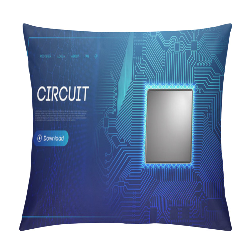 Personality  Electronic Circuit Board In Sphere Shield. Blue Technology Network Vector Illustration With Hexagon Wave. Pillow Covers