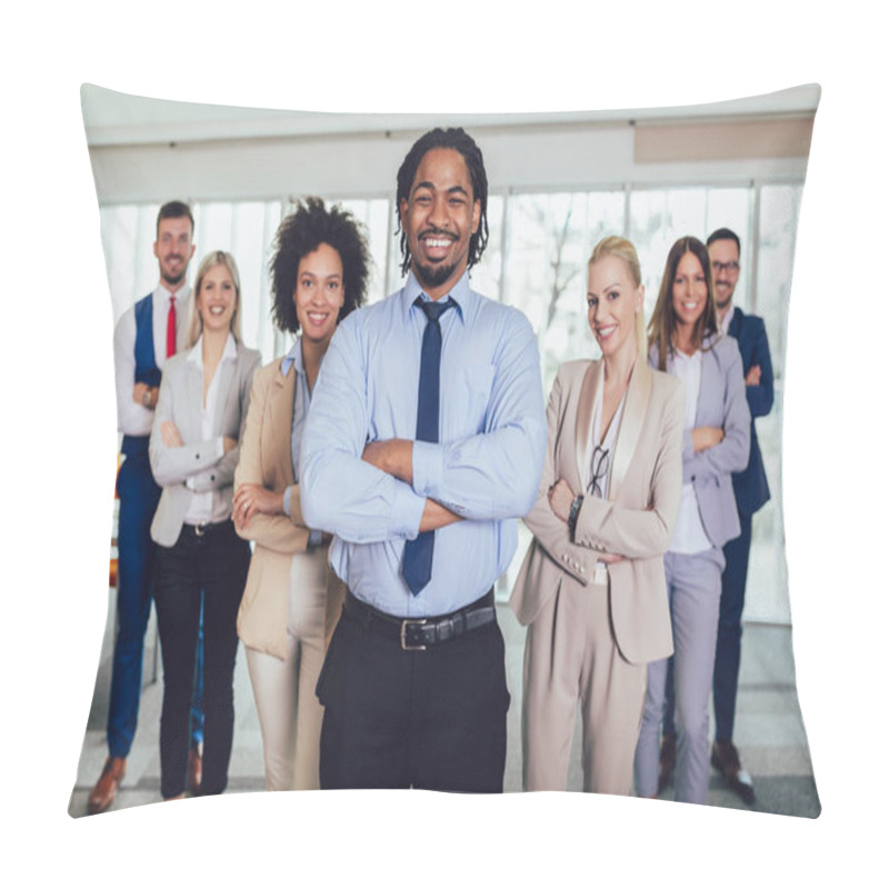 Personality  Group Of Happy Business People And Company Staff In Modern Offic Pillow Covers