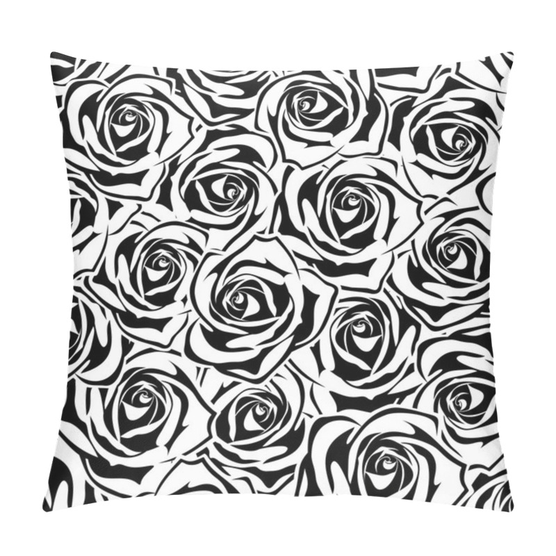 Personality  Seamless Pattern With Black And White Roses. Vector Illustration. Pillow Covers