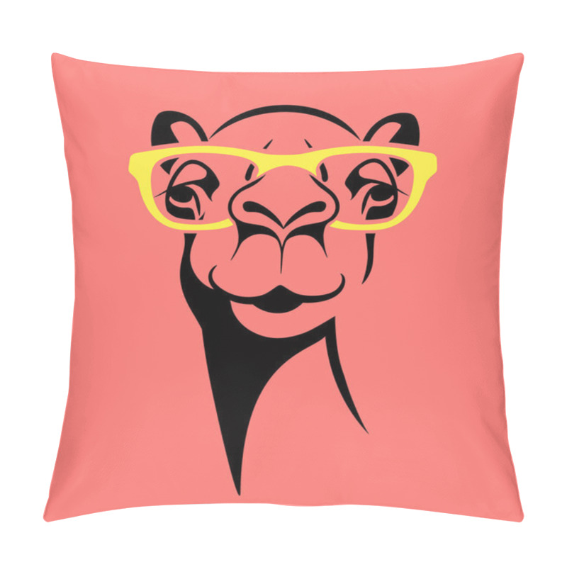 Personality  Funny Camel Wearing Glasses. Vector Illustration For T Shirt, Poster, Print Design. Pillow Covers