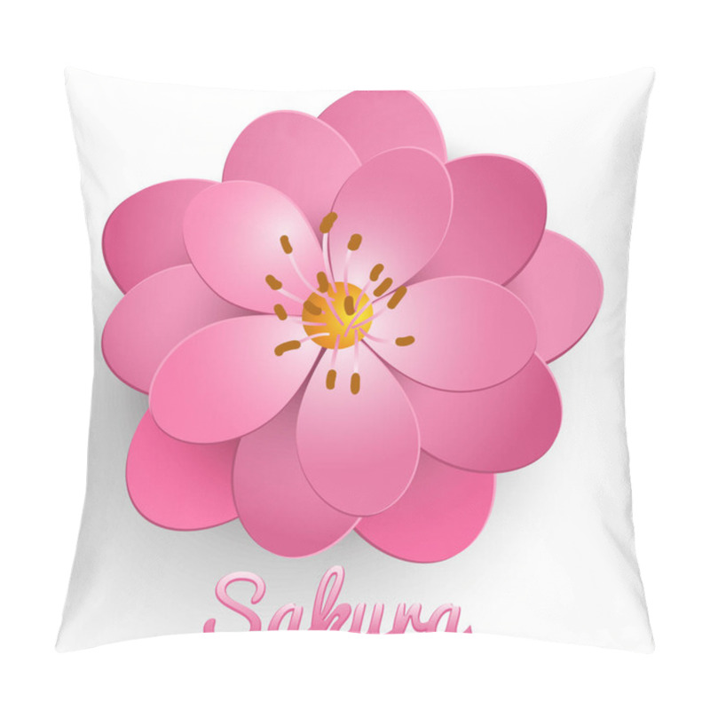 Personality  Vector Isolated Paper Cut Sakura Flower. Floral Volumetric Composition. Elegant Element For Invitaion Cards. Pillow Covers