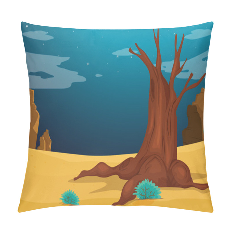 Personality  A Desert With A Big Tree Pillow Covers