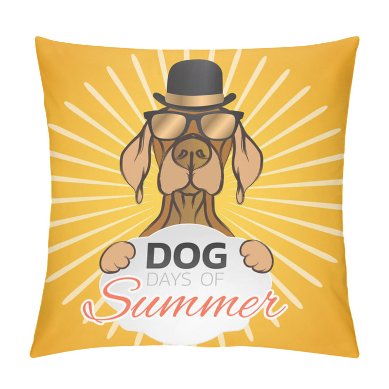 Personality  Dog Days Of Summer Logo Icon Design, Vector Illustration Pillow Covers