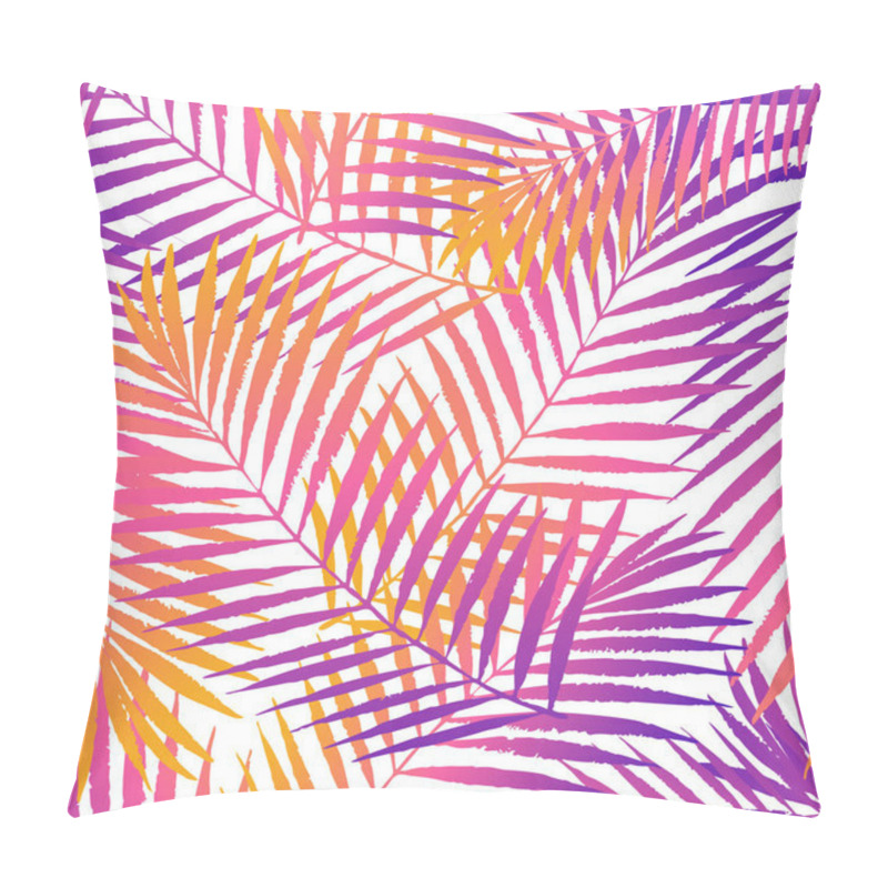 Personality  Summer Tropical Palm Tree Leaves Seamless Pattern. Vector Grunge Design For Cards, Web, Backgrounds And Natural Product. Colorful Fasion Illustration Pillow Covers