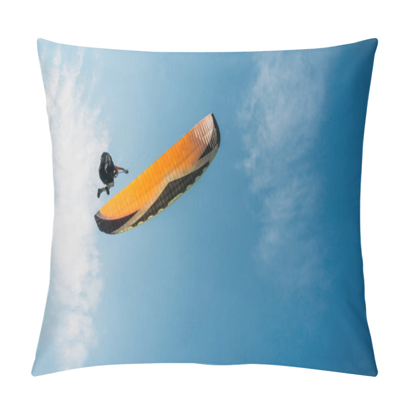 Personality  Parachutist Flying In Blue Clear Sky, Crimea, Ukraine, May 2013 Pillow Covers