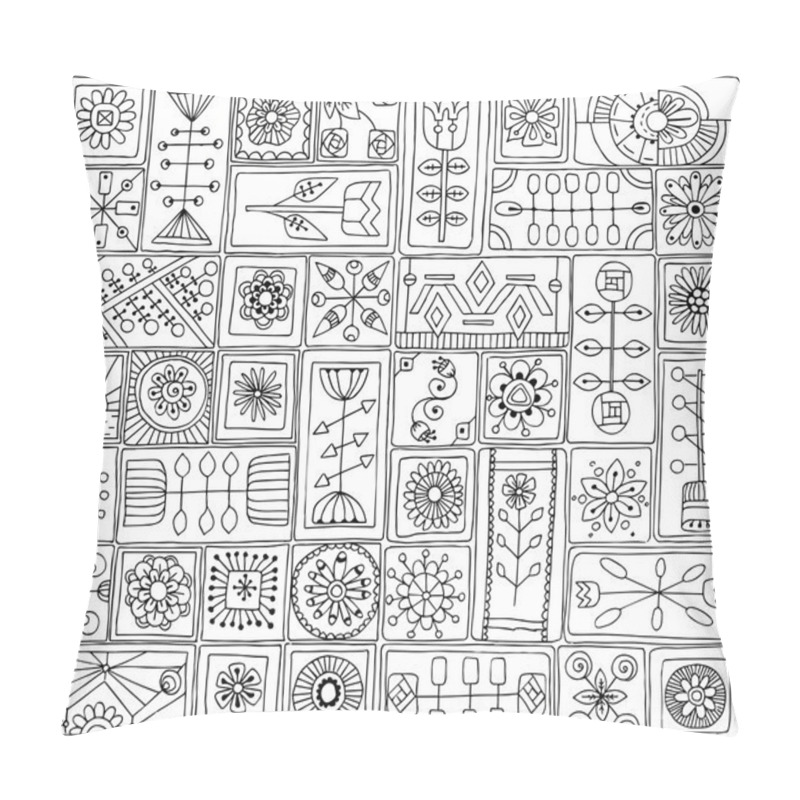 Personality  Seamless Pattern With Doodle Flowers, Hearts. Pillow Covers