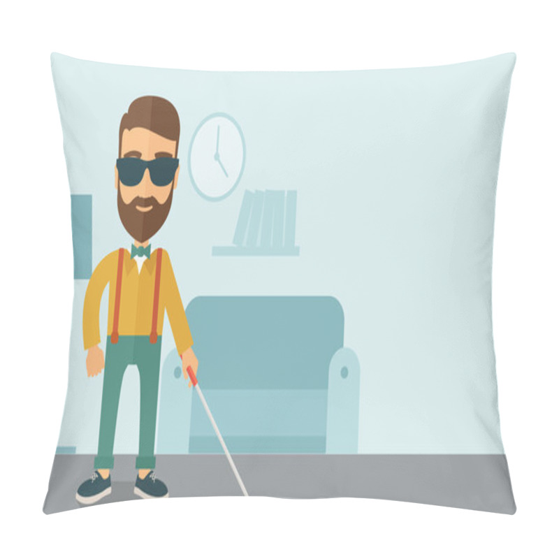 Personality  Blind Man With Walking Stick Pillow Covers