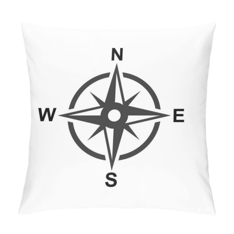 Personality  Wind Rose And Rhumb. Nautical Compass With Cardinal Directions Vector Sign Of Navigation Charts Black On White Background Isolated Pillow Covers