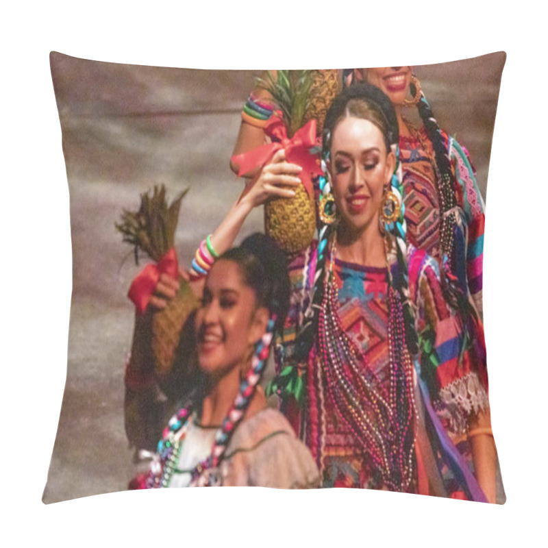 Personality  Xcaret, Mexico - January 29, 2023: Women Dancing And Enjoying The Folkloric Dance Of The Oaxaca Pineapple Flower At Xcaret Park, In The Middle Of The Tropical Jungle Of Mexico's Mayan Riviera. Pillow Covers