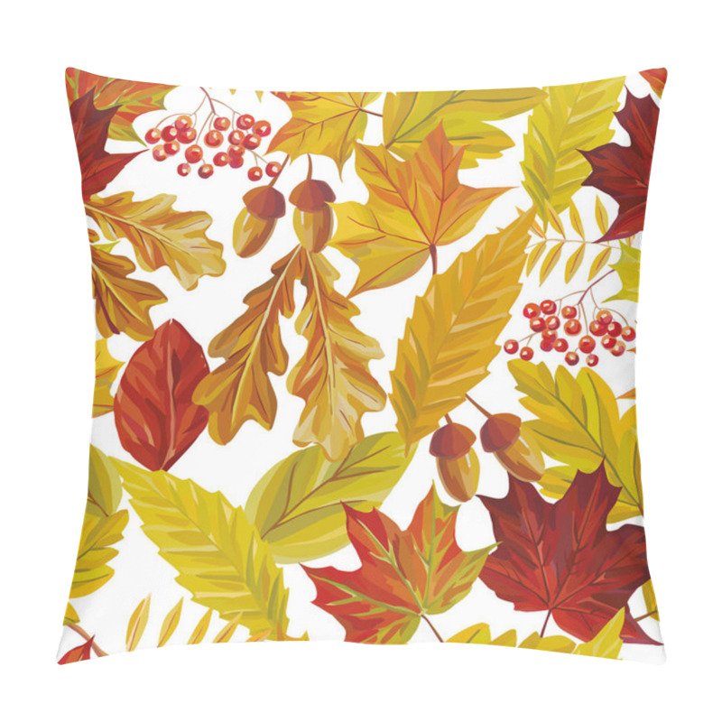 Personality  Autumn Leaves Seamless Pattern White Background Pillow Covers