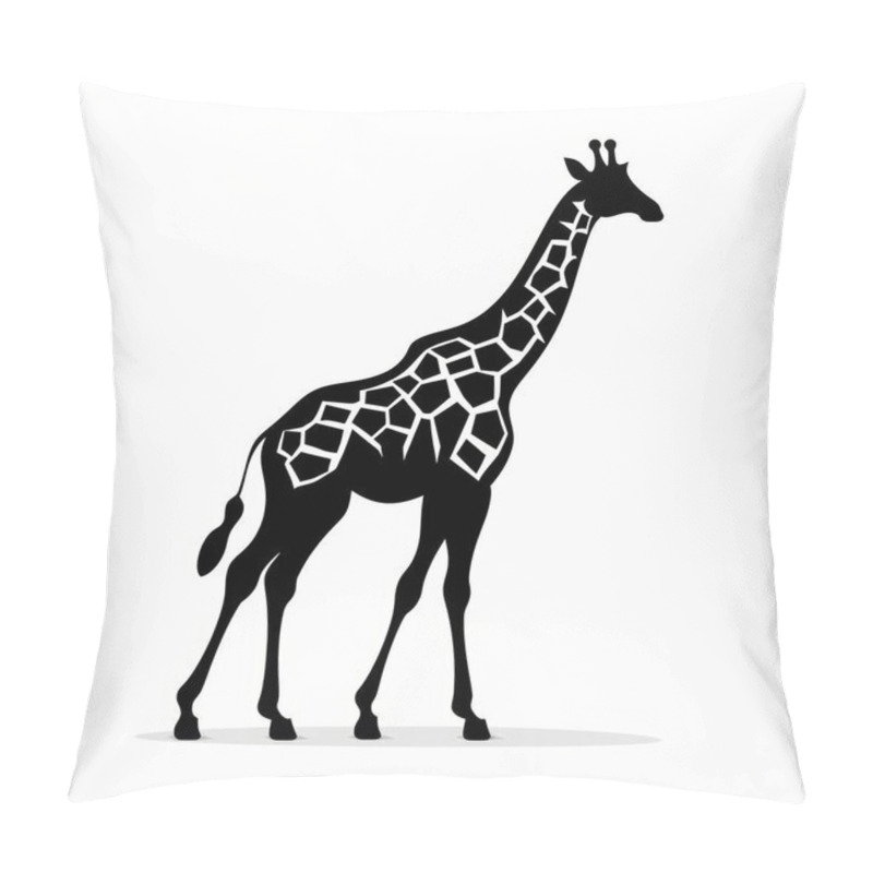 Personality  Stylized Silhouette Of A Giraffe With Unique Geometric Patterns On Its Body. Pillow Covers