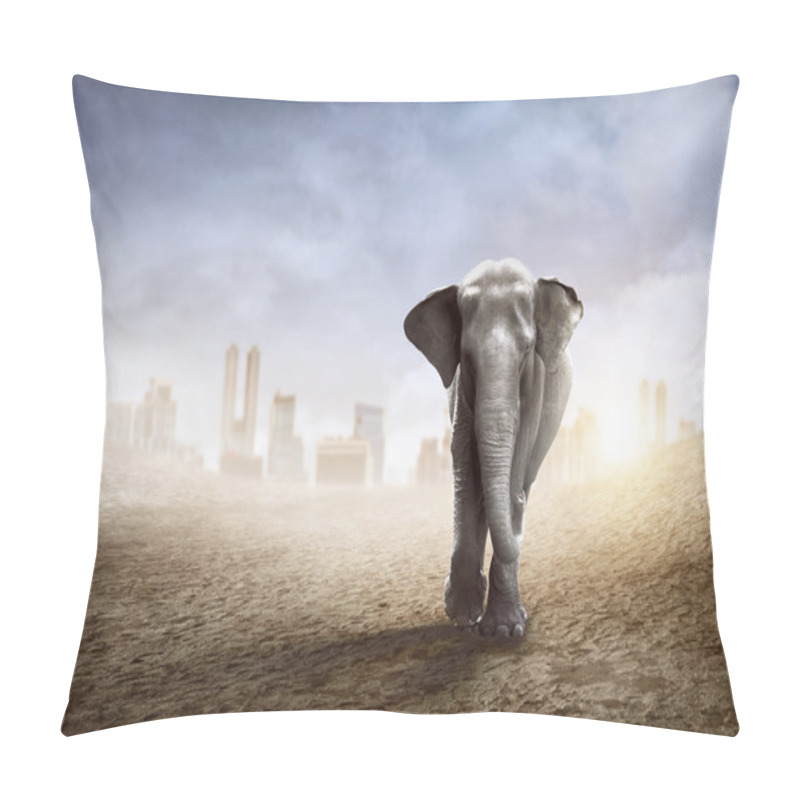 Personality  Sumatran Elephant Walk On The Desert Pillow Covers