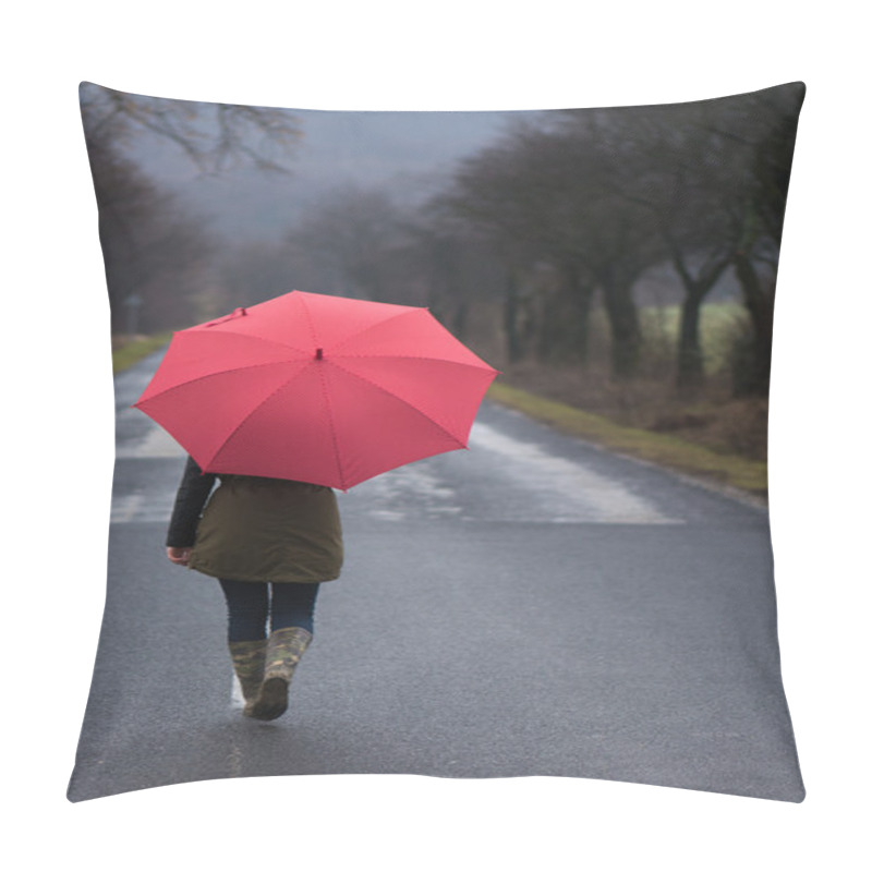 Personality  Rainy Day Woman Holding Red Umbrella Pillow Covers