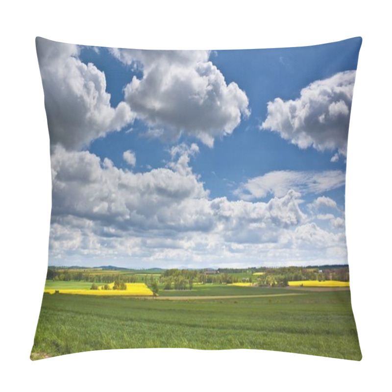 Personality  Spring Landscape With Yellow Rape Field Pillow Covers