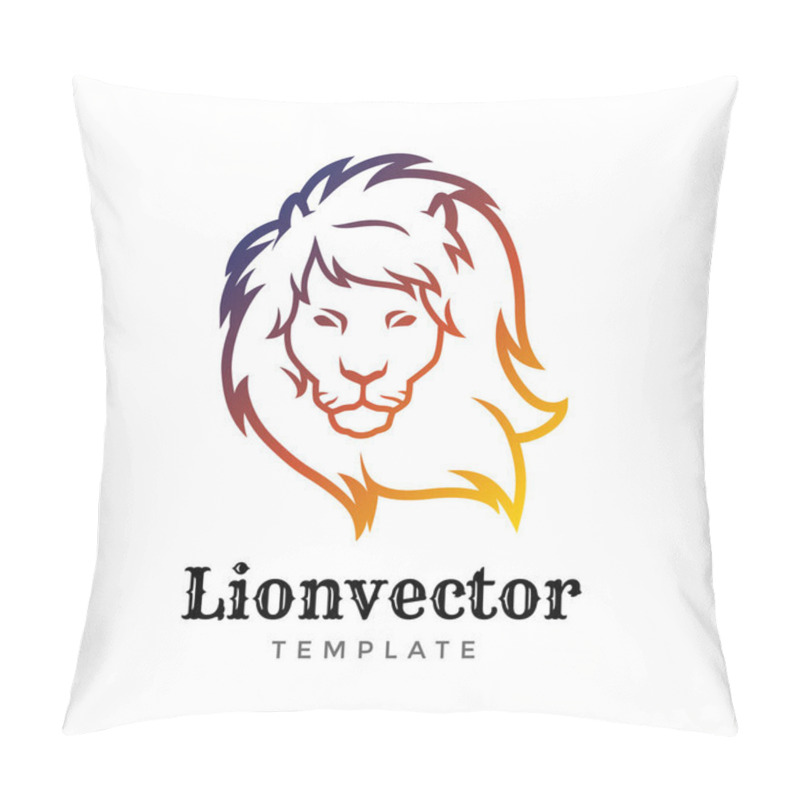 Personality  Lion Shield Logo Design Template. Lion Head Logo. Element For The Brand Identity, Vector Illustration. Pillow Covers