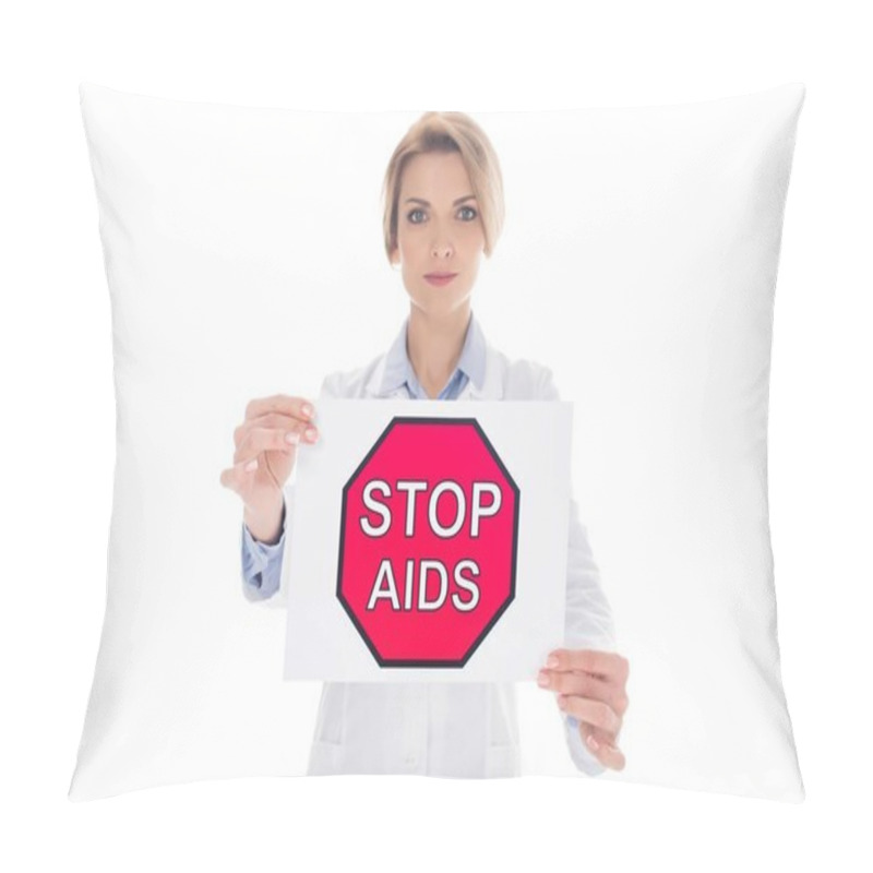 Personality  Doctor With Stop Aids Placard Pillow Covers