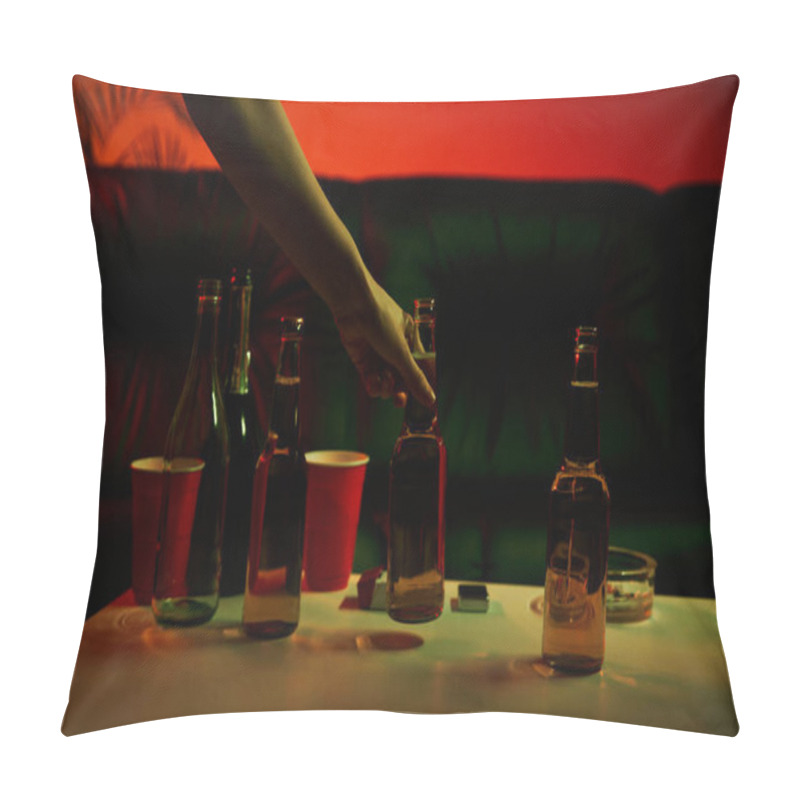 Personality  A Person Reaching For A Bottle Of Alcohol At A Rave-party Pillow Covers