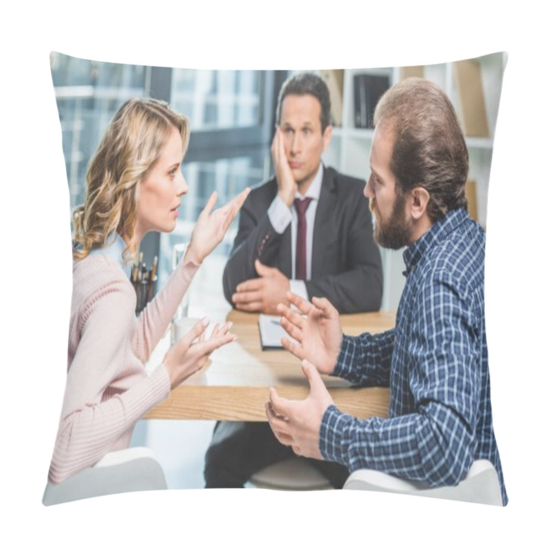 Personality  Couple Arguing At Lawyer Office Pillow Covers