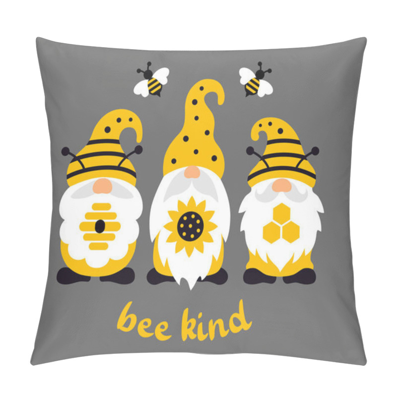 Personality  Funny Summer Bee Gnome. Gnomes With Sunflower, Honeycomb And Hive With Quote Be Kind. Pillow Covers