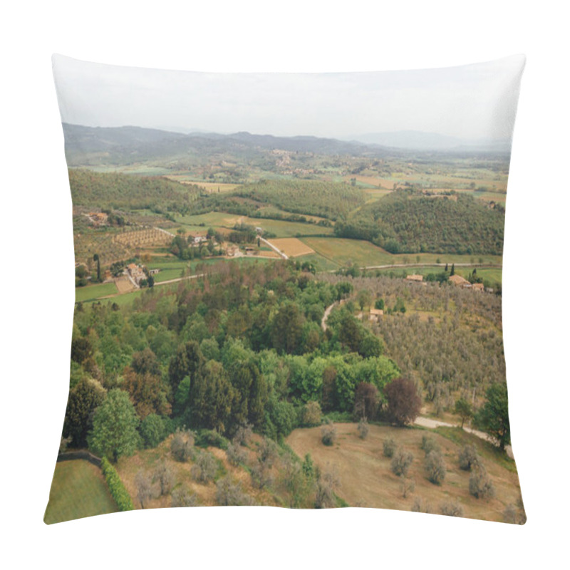 Personality  Aerial View Of Fields And Hills In Arezzo Province, Italy Pillow Covers