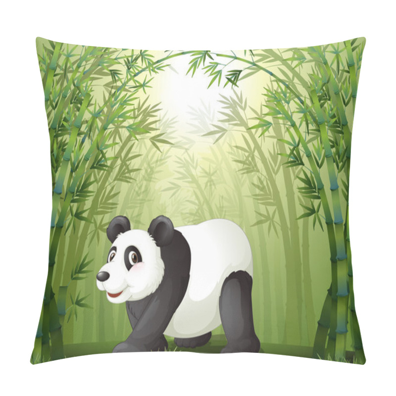 Personality  Bamboo Trees With A Panda At The Center Pillow Covers