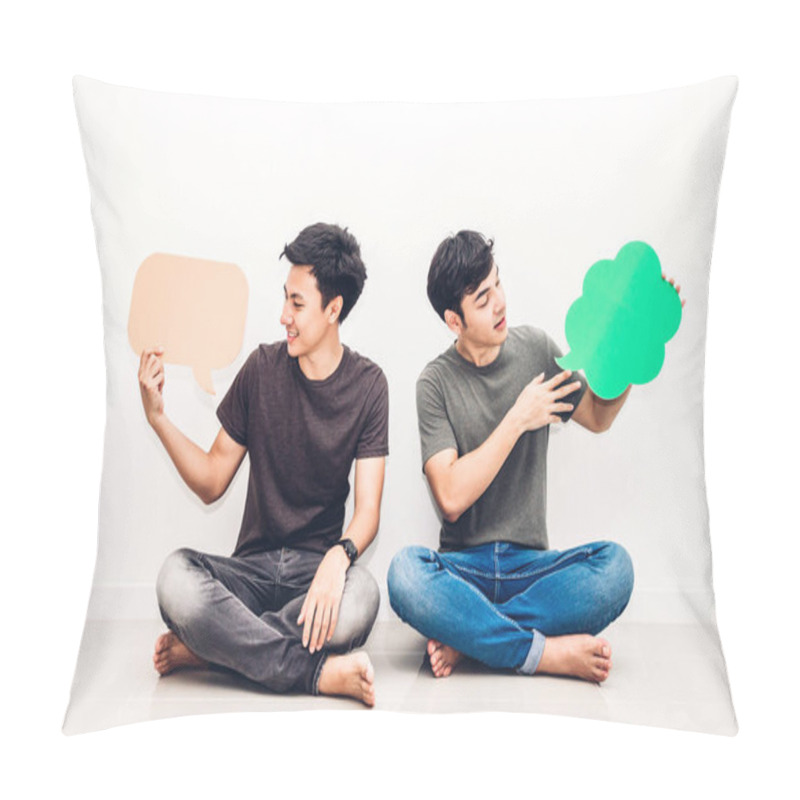 Personality  Group Of Friends Holding A Speech Bubble Icon Pillow Covers