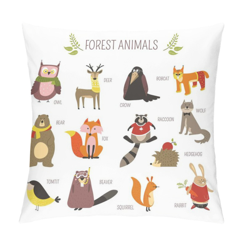 Personality  Cartoon Forest Animals And Birds For Kids Design. Pillow Covers