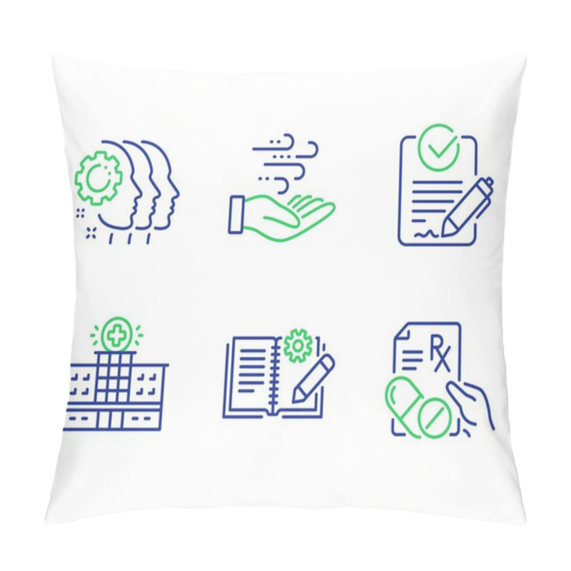 Personality  Employees Teamwork, Hospital Building And Rfp Icons Set. Vector Pillow Covers