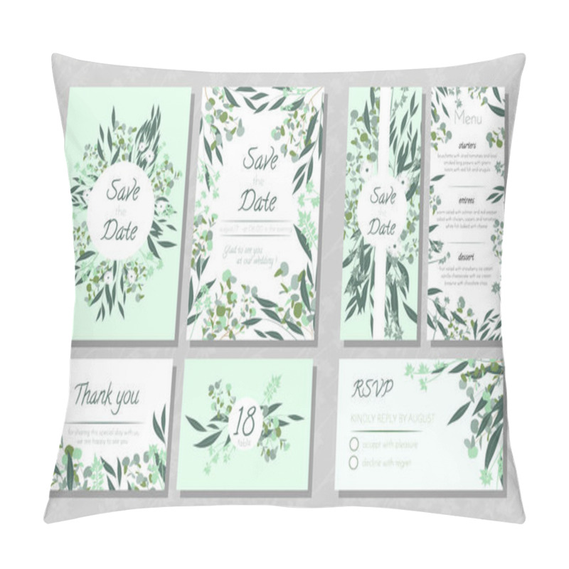 Personality  Wedding Cards With Eucalyptus. Pillow Covers