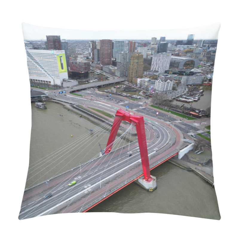 Personality  Rotterdam, The Netherlands - September 14th 2024 - Aerial View Of The City Of Rotterdam At Sunset, The Netherlands Pillow Covers