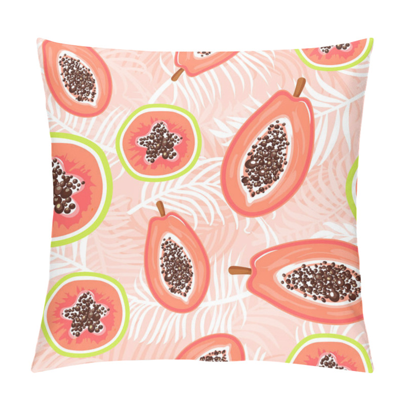 Personality  Seamless Exotic Pattern With Papaya Fruits And Tropical Leaves Background. Pillow Covers