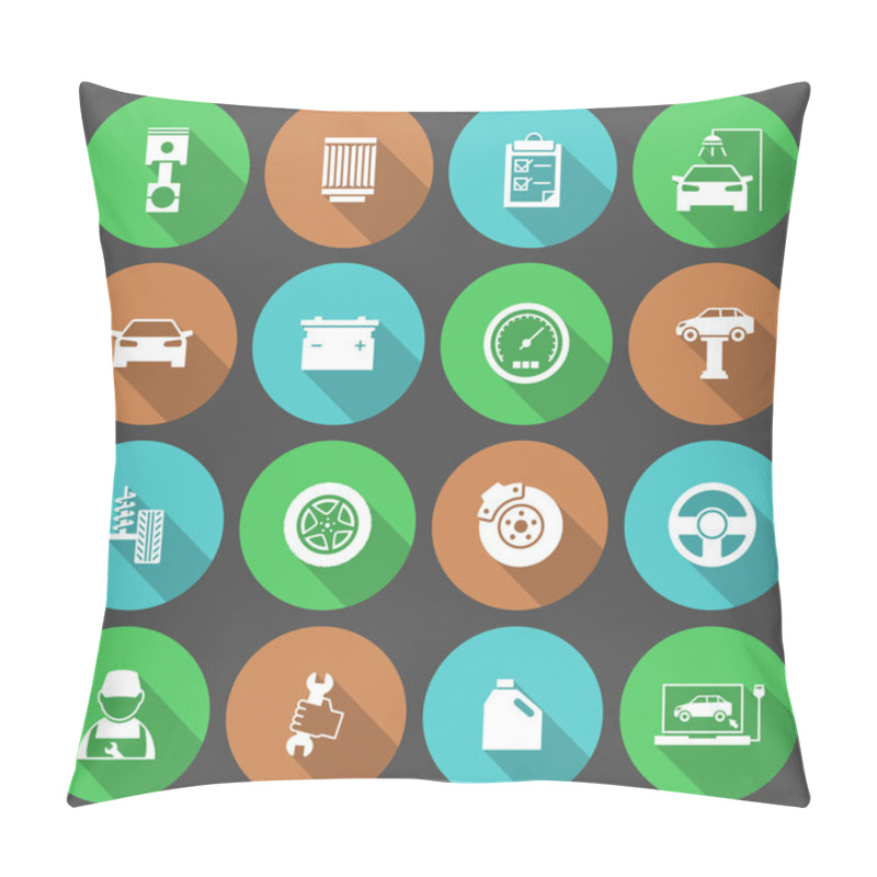 Personality  Car Auto Service Icons Set Pillow Covers