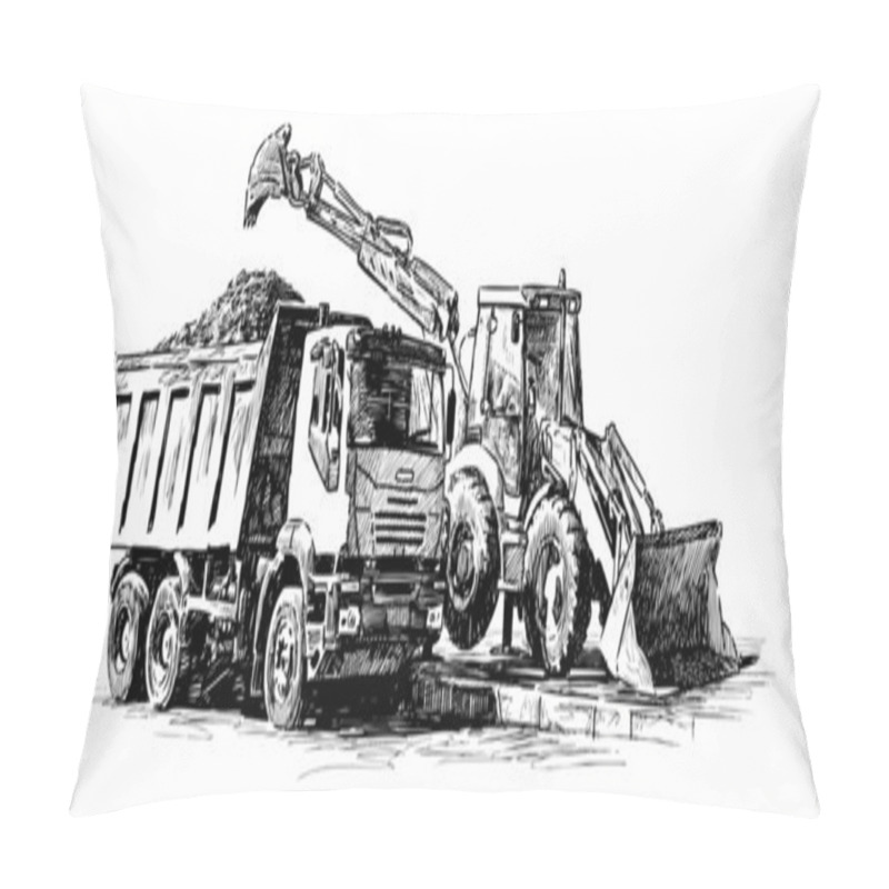 Personality  Bulldozer And Dump Truck Pillow Covers