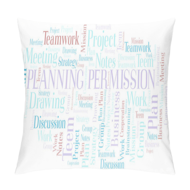 Personality  Planning Permission Word Cloud, Wordcloud Made With Text Only. Pillow Covers