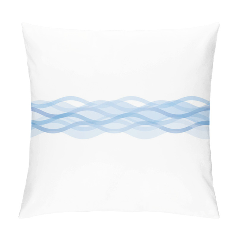 Personality  Blue Wavy Stripes Isolated On White Background Pillow Covers