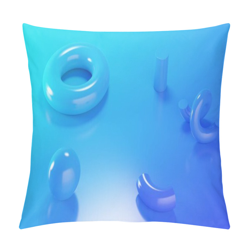 Personality  Abstract Blue Gradient Background With Geometric Shapes. Backdrop Design For Product Promotion. 3d Rendering Pillow Covers