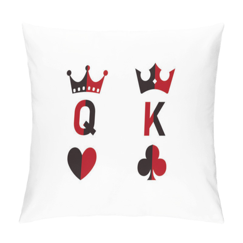 Personality  King And Queen Couple Icon Vector Illustration. Poker Card Sign With Crown, Emblem Isolated On White Background, Flat Style For Graphic And Silhouette, T-shirt, Mug, Cup, Tattoo Pillow Covers