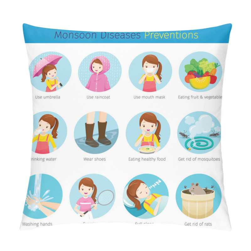 Personality  Girl With Monsoon Diseases Preventions Set, Female, Body, Health, Care Pillow Covers