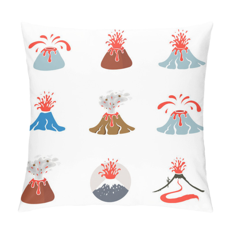 Personality  Volcano Eruption Logo, Vector Illustration On White Background Pillow Covers