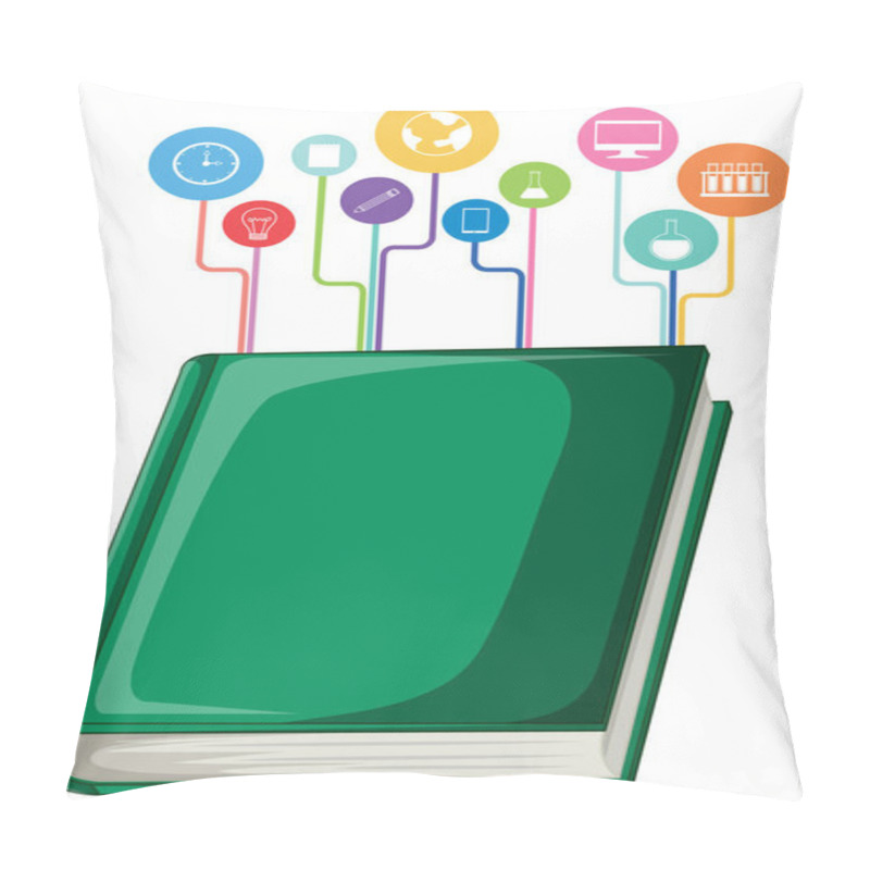 Personality  Book With Various Educational Icons Above It Pillow Covers