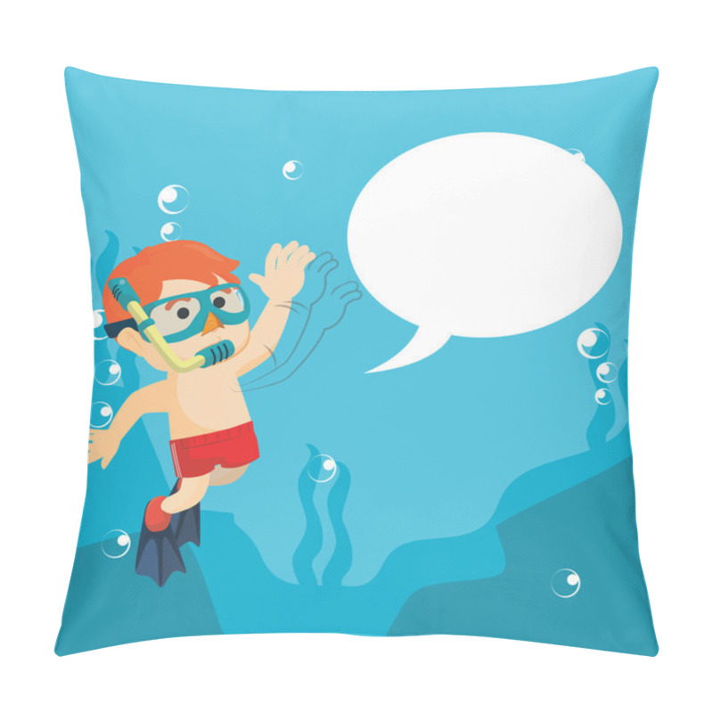 Personality  Boy Diving And Waving Hand With Blank Text Pillow Covers