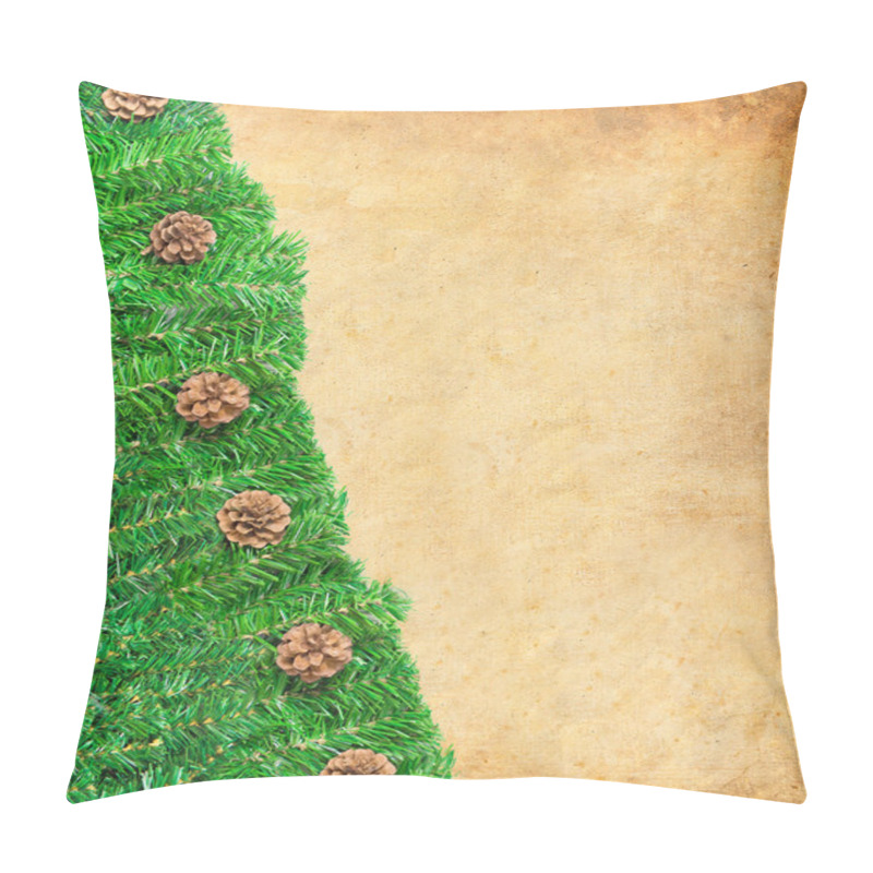 Personality  Christmas Green Framework With Pine Needles And Cones On Paper Pillow Covers