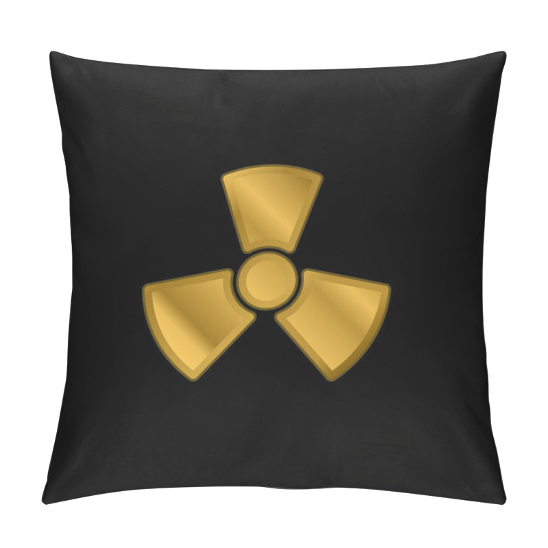 Personality  Biohazard Gold Plated Metalic Icon Or Logo Vector Pillow Covers