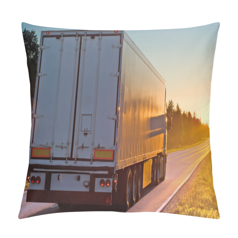 Personality  Truck On Wood Road In The Evening Pillow Covers