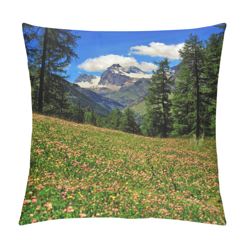 Personality  Alpien Meadow Of Clover With Mountains Pillow Covers