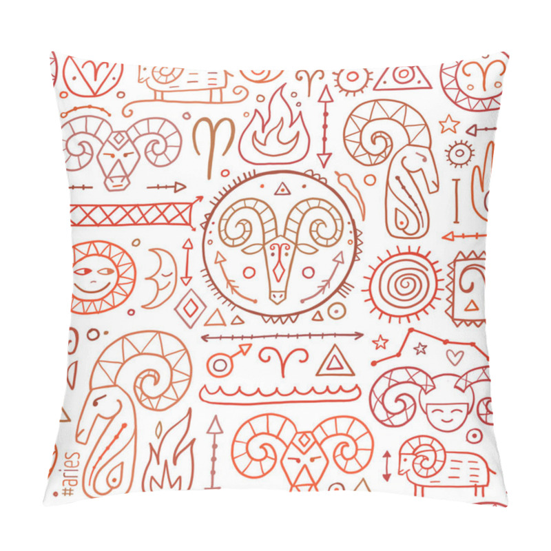 Personality  Aries Zodiac Sign. Element Of Fire. Seamless Pattern For Your Design Pillow Covers